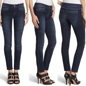 Whbm moto embellished skinny jeans